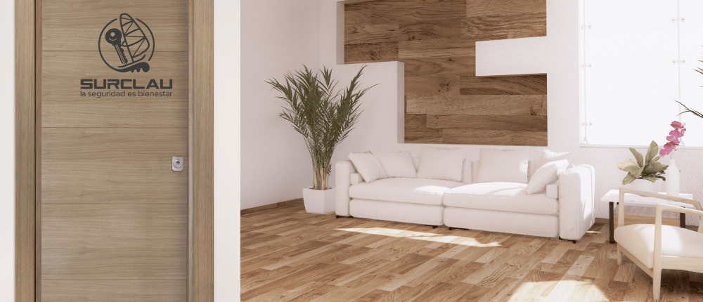 Puerta acorazada instalada en hogar moderno